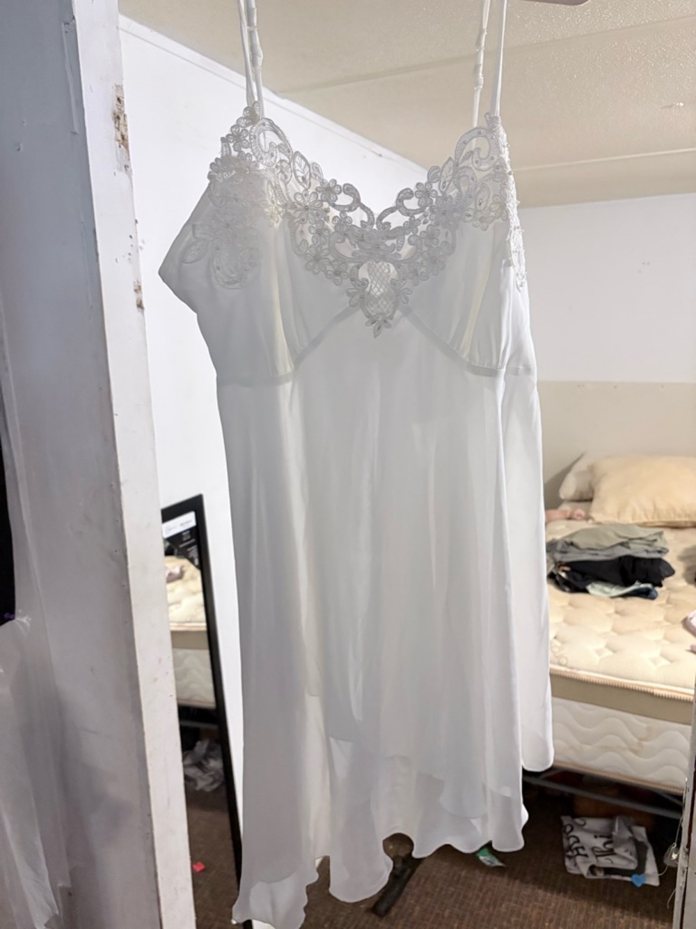 Linea Donatella White Lace-Trim Chemise Slip